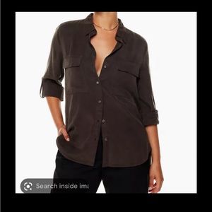 ‼️ARITZIA‼️ NEW SILKY SOFT LUX EUROPEAN BUTTON UP SEXY/WORK/CASUAL‼️ CHOC BROWN